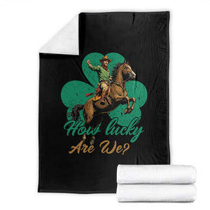 How Lucky Are We Throw Blanket Cowboy Western Irish St Patrick's Day TS14 Black Print Your Wear