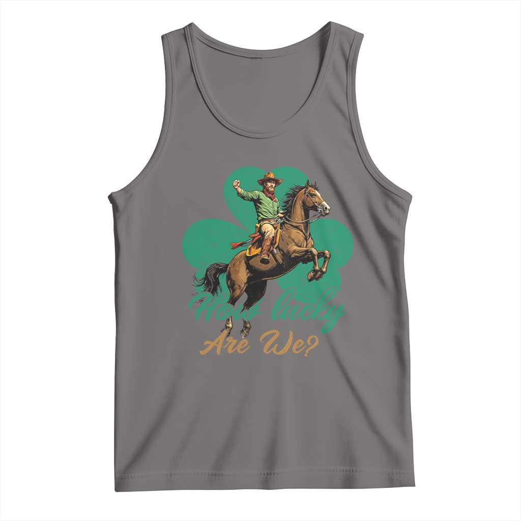 How Lucky Are We Tank Top Cowboy Western Irish St Patrick's Day TS14 Deep Heather Print Your Wear