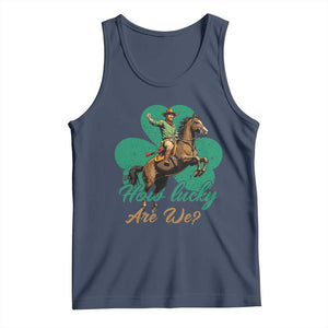 How Lucky Are We Tank Top Cowboy Western Irish St Patrick's Day TS14 Navy Print Your Wear