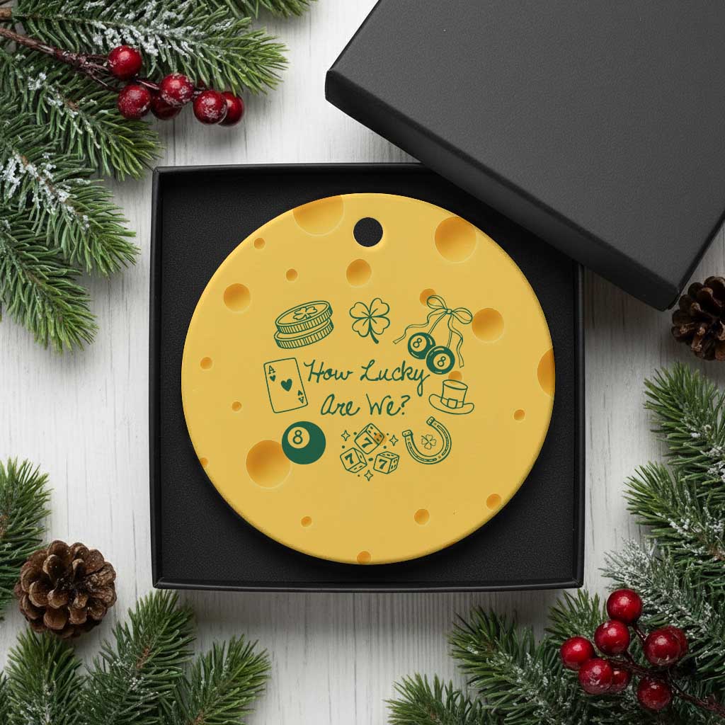 How Lucky Are We Ceramic Ornament Irish Shamrock Horseshoe St Patricks Day TS14 1pc Yellow Cheese Print Your Wear