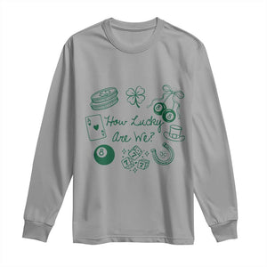 How Lucky Are We Long Sleeve Shirt Irish Shamrock Horseshoe St Patricks Day TS14 Sport Gray Print Your Wear