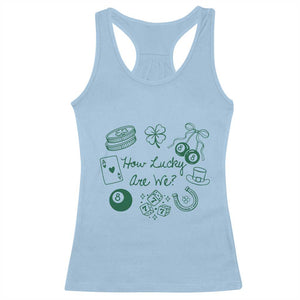 How Lucky Are We Racerback Tank Top Irish Shamrock Horseshoe St Patricks Day TS14 Light Blue Print Your Wear