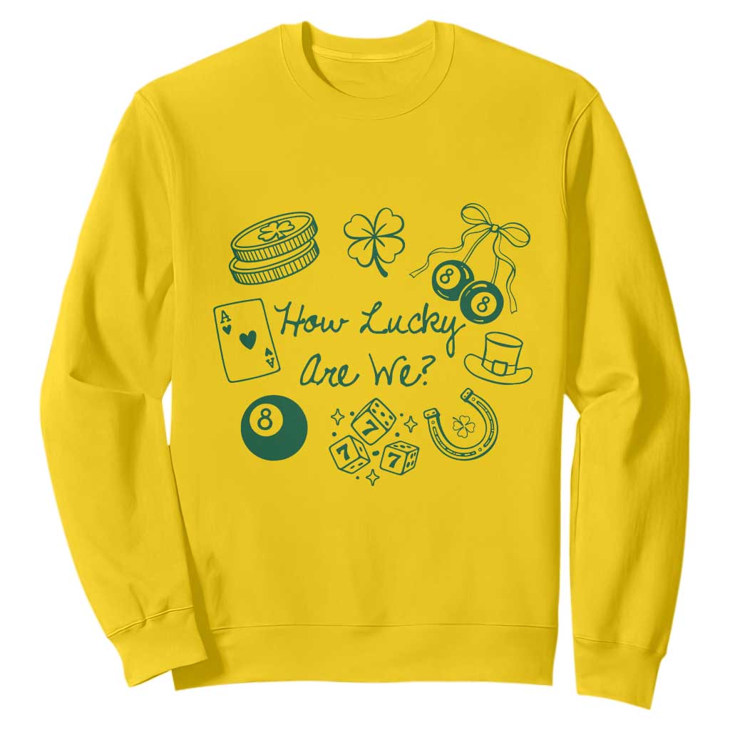 How Lucky Are We Sweatshirt Irish Shamrock Horseshoe St Patricks Day TS14 Daisy Print Your Wear