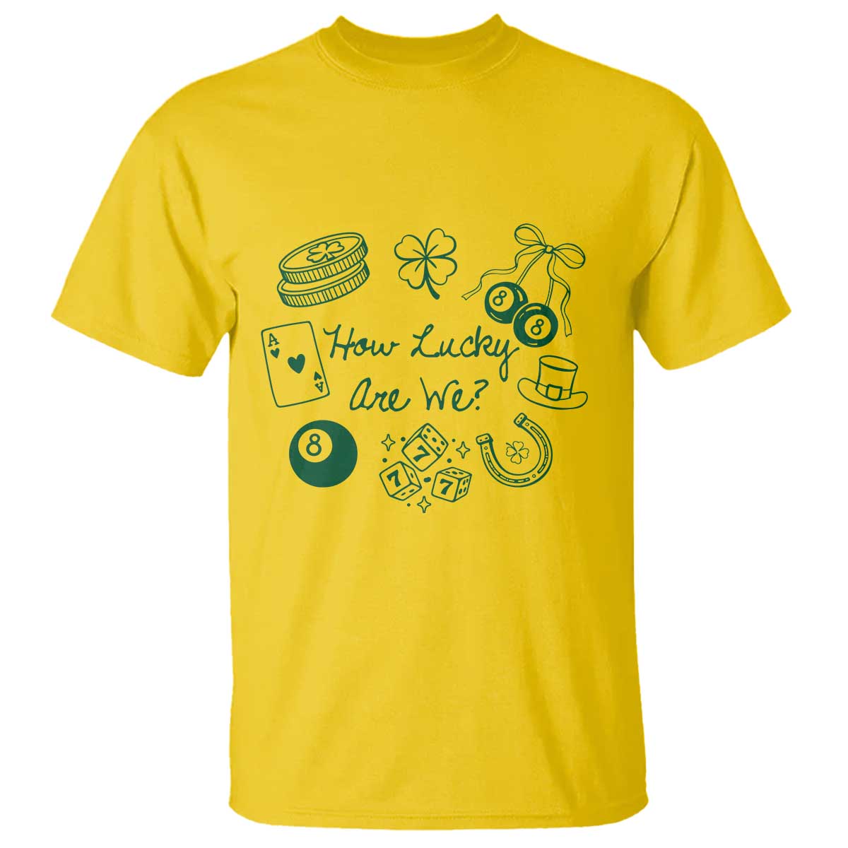 How Lucky Are We T Shirt Irish Shamrock Horseshoe St Patricks Day TS14 Daisy Print Your Wear
