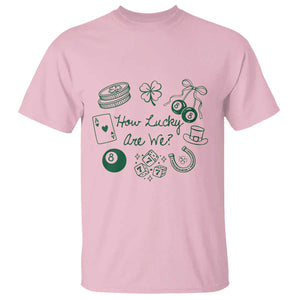 How Lucky Are We T Shirt Irish Shamrock Horseshoe St Patricks Day TS14 Light Pink Print Your Wear