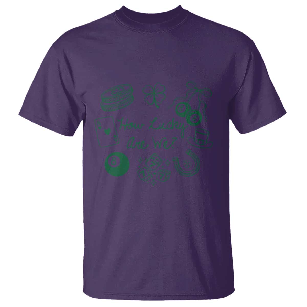 How Lucky Are We T Shirt Irish Shamrock Horseshoe St Patricks Day TS14 Purple Print Your Wear