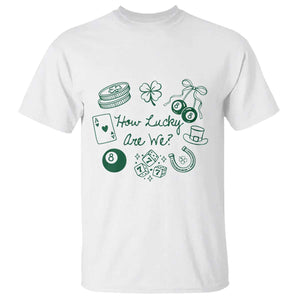 How Lucky Are We T Shirt Irish Shamrock Horseshoe St Patricks Day TS14 White Print Your Wear