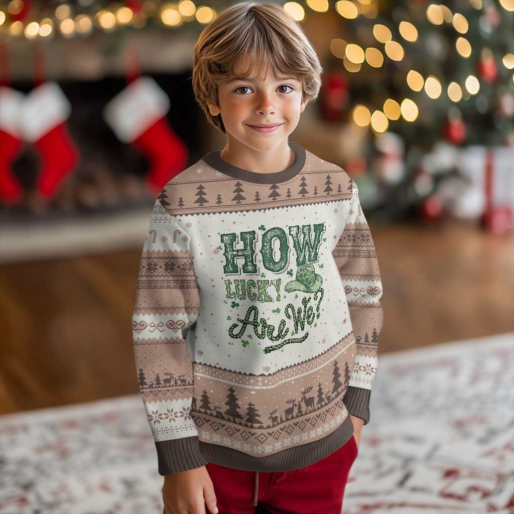 How Lucky Are We Ugly Christmas Sweater Cowboy Western St Patrick's Day TS14 Mocha Mousse Print Your Wear