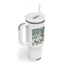 How Lucky Are We Tumbler With Handle Cowboy Western St Patrick's Day TS14 Print Your Wear
