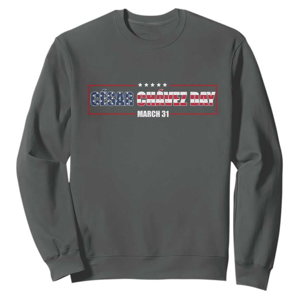 Cesar Chavez Sweatshirt Hispanic Heritage Month Mexican Immigrant TS14 Dark Heather Print Your Wear