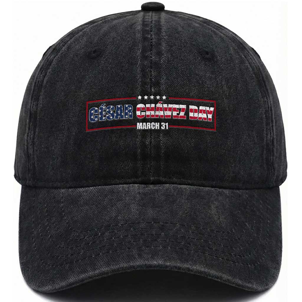 Cesar Chavez Washed Cotton Baseball Cap Hispanic Heritage Month Mexican Immigrant TS14 Washed Cap Universal Fit Black Print Your Wear