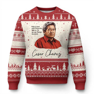Cesar Chavez Quote Ugly Christmas Sweater 31 March Celebration Day TS14 Beige Red Print Your Wear