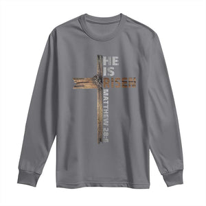 He is Risen Christian Long Sleeve Shirt Easter Cross Jesus Christian TS14 Charcoal Print Your Wear