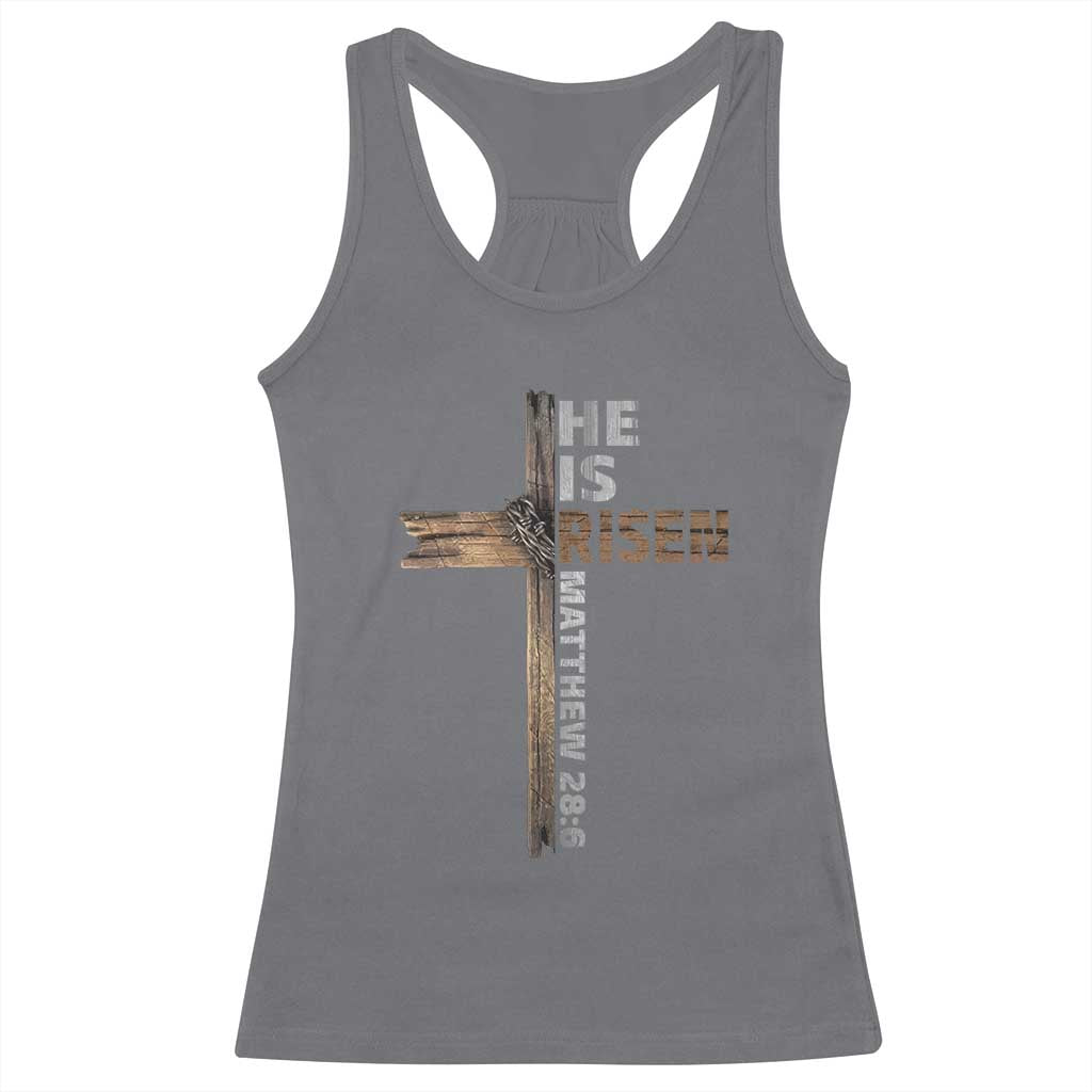 He is Risen Christian Racerback Tank Top Easter Cross Jesus Christian TS14 Charcoal Print Your Wear