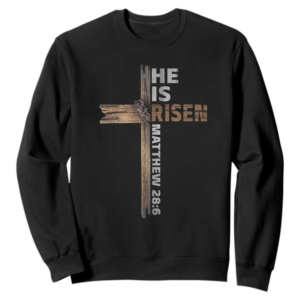 He is Risen Christian Sweatshirt Easter Cross Jesus Christian TS14 Black Print Your Wear
