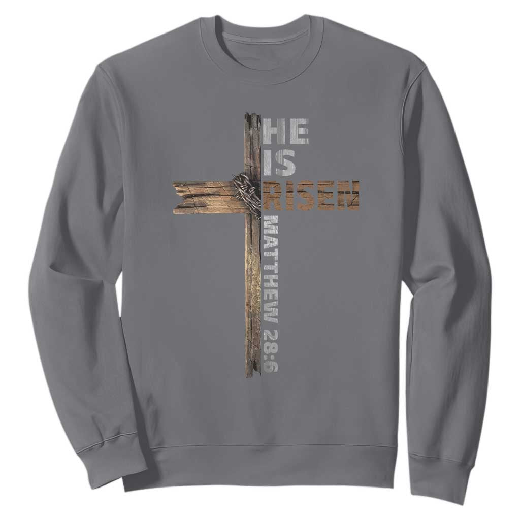 He is Risen Christian Sweatshirt Easter Cross Jesus Christian TS14 Charcoal Print Your Wear