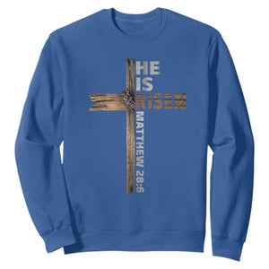 He is Risen Christian Sweatshirt Easter Cross Jesus Christian TS14 Royal Blue Print Your Wear