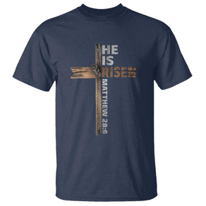 He is Risen Christian T Shirt Easter Cross Jesus Christian TS14 Navy Print Your Wear