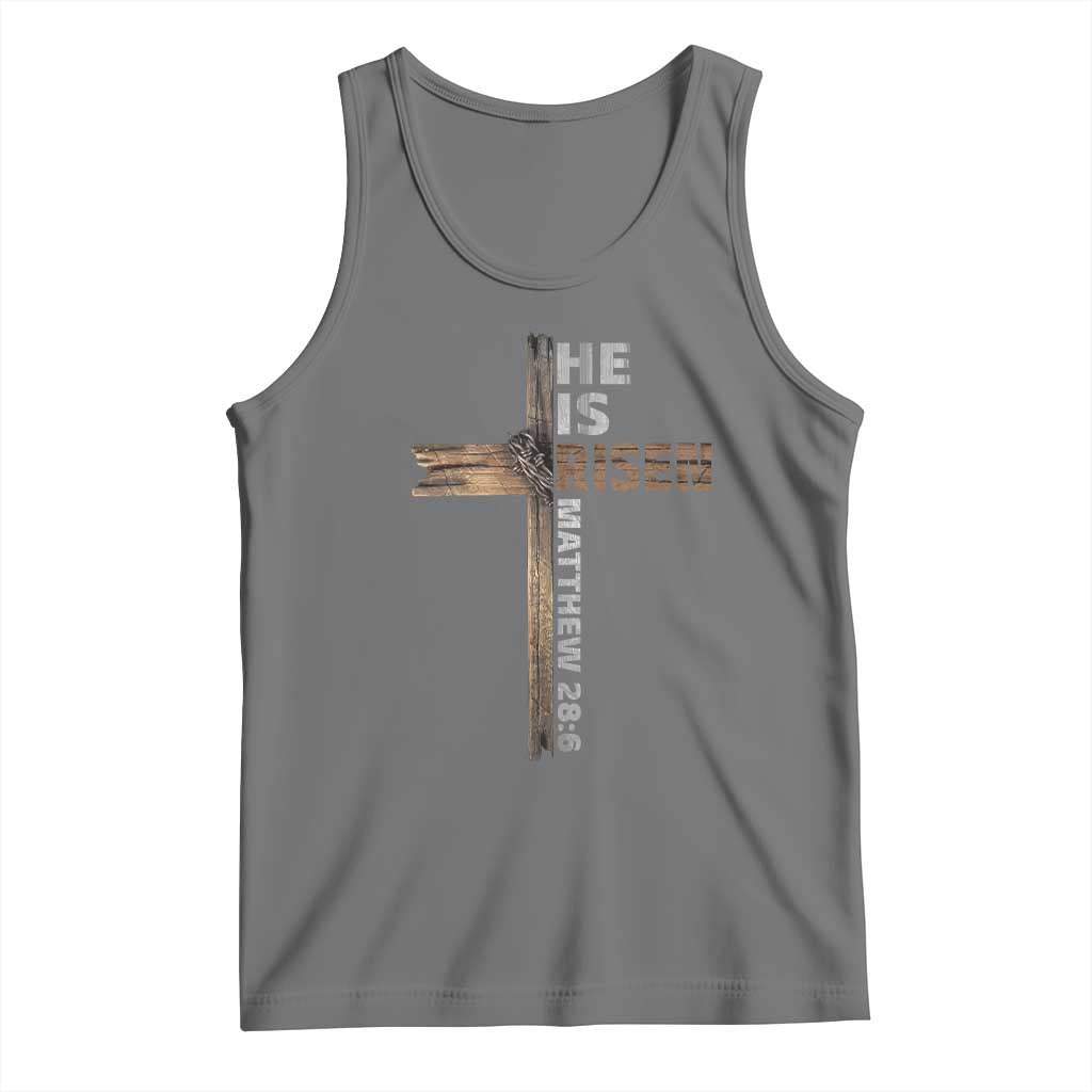 He is Risen Christian Tank Top Easter Cross Jesus Christian TS14 Black Heather Print Your Wear