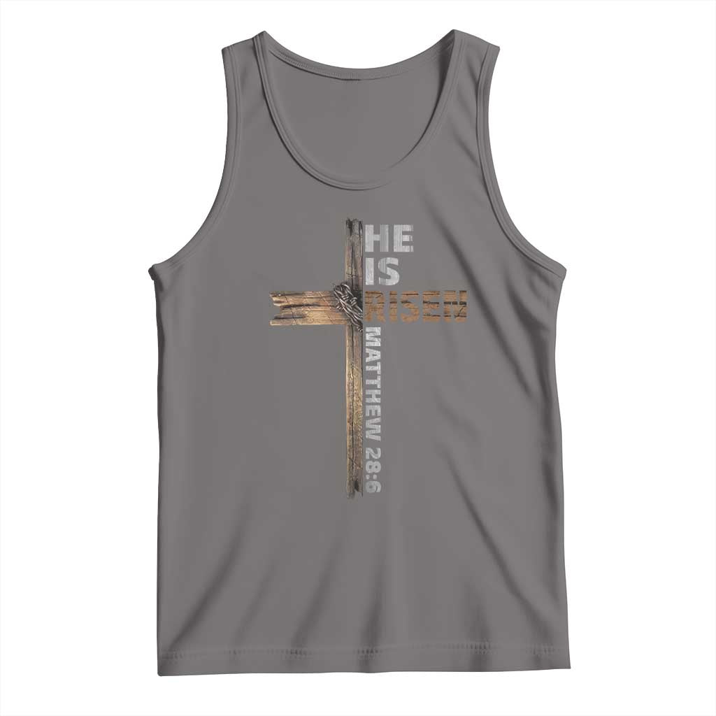 He is Risen Christian Tank Top Easter Cross Jesus Christian TS14 Deep Heather Print Your Wear