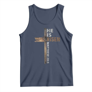 He is Risen Christian Tank Top Easter Cross Jesus Christian TS14 Navy Print Your Wear