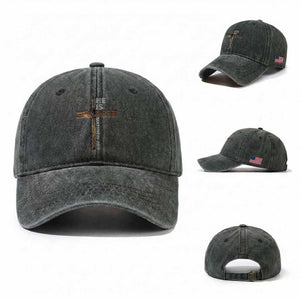 He is Risen Christian Washed Cotton Baseball Cap Easter Cross Jesus Christian TS14 Washed Cap Universal Fit Dark Green Print Your Wear