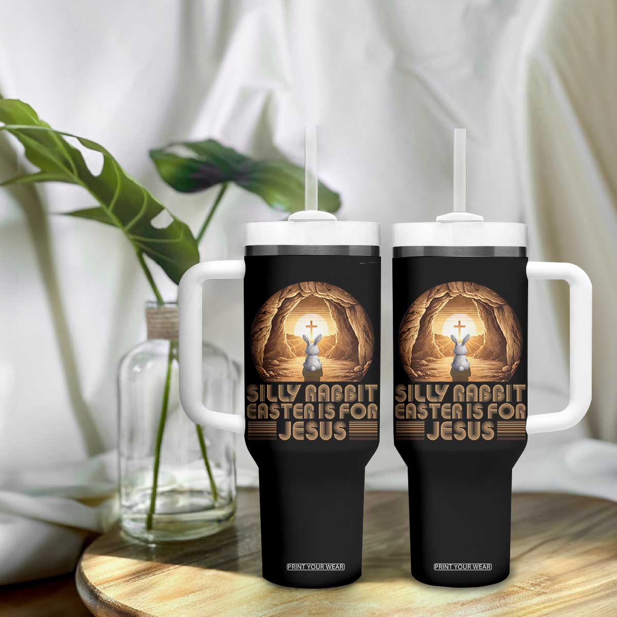Silly Rabbit Easter Is For Jesus Tumbler With Handle Christian Jesus Easter TS14 Print Your Wear