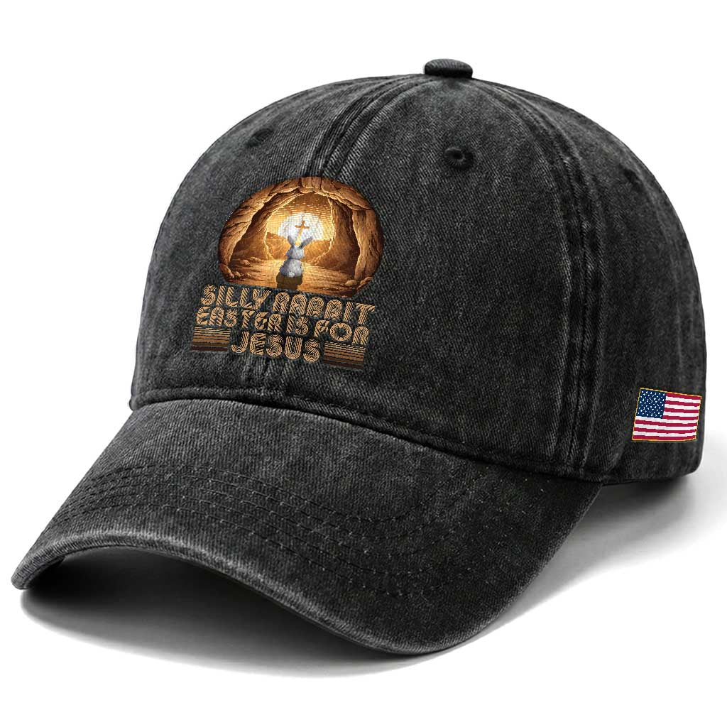 Silly Rabbit Easter Is For Jesus Washed Cotton Baseball Cap Christian Jesus Easter TS14 Print Your Wear