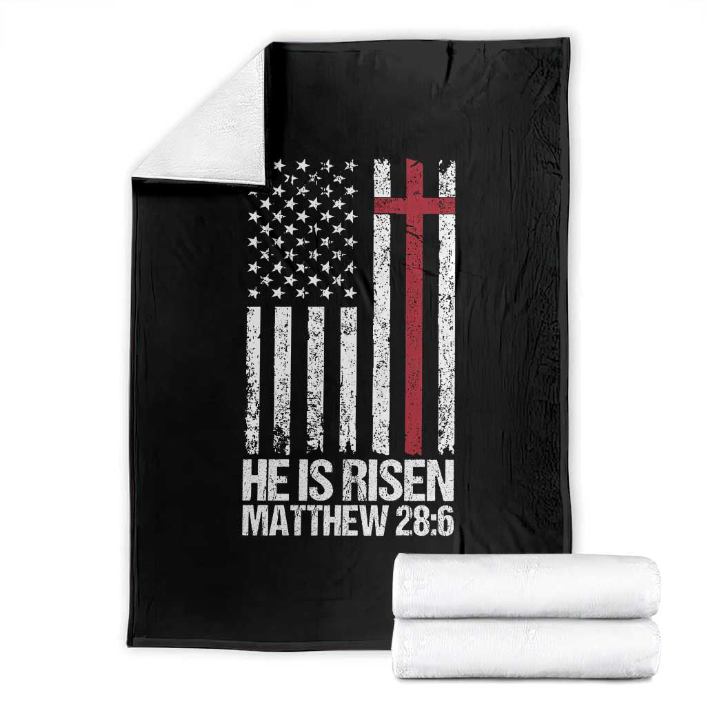 He Is Rise Throw Blanket Christian American Flag Easter Bible Verse TS14 Black Print Your Wear