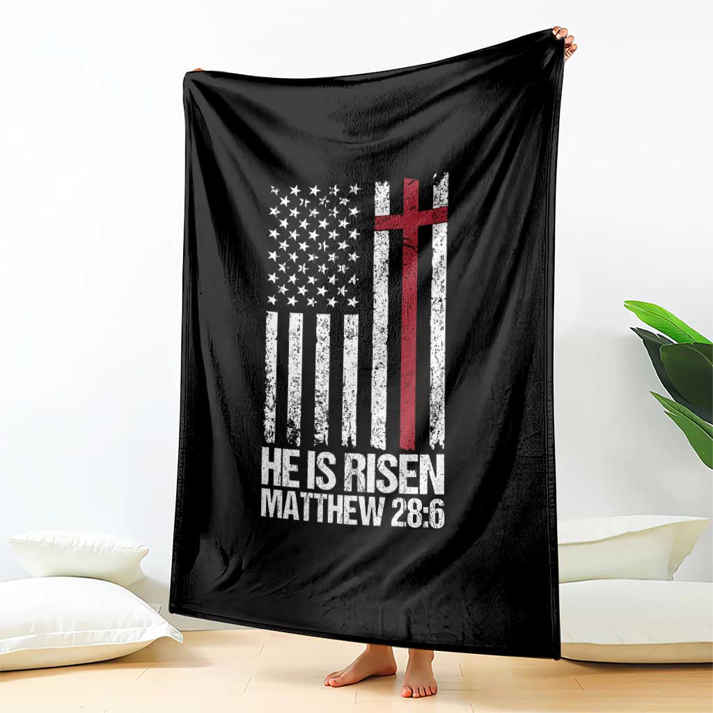 He Is Rise Throw Blanket Christian American Flag Easter Bible Verse TS14 Print Your Wear