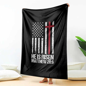 He Is Rise Throw Blanket Christian American Flag Easter Bible Verse TS14 Print Your Wear
