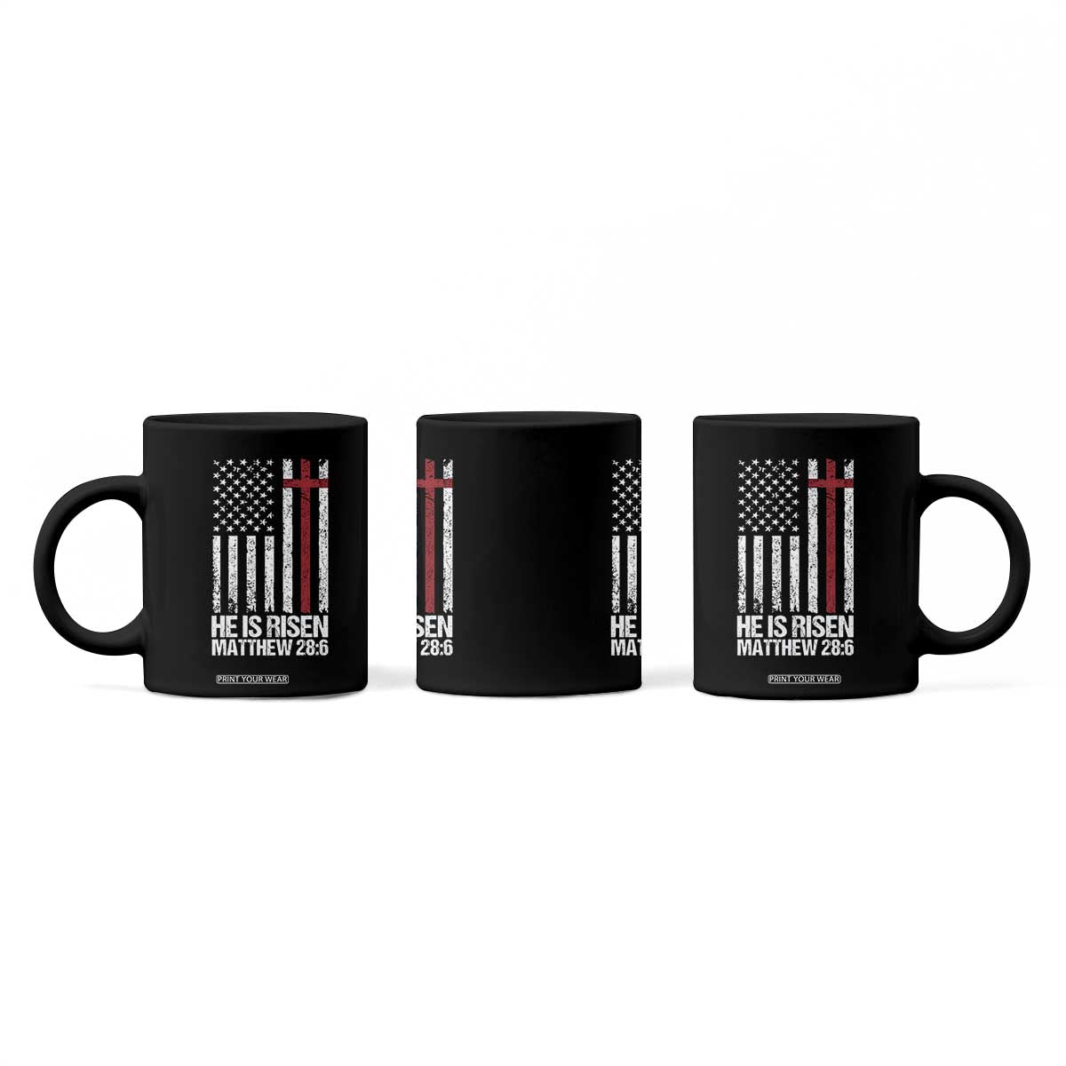 He Is Rise Coffee Mug Christian American Flag Easter Bible Verse TS14 Print Your Wear