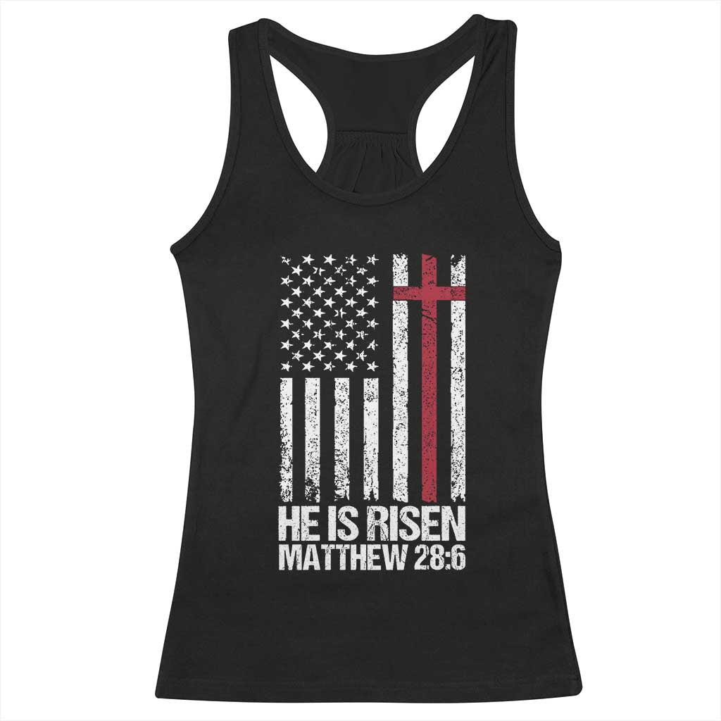 He Is Rise Racerback Tank Top Christian American Flag Easter Bible Verse TS14 Black Print Your Wear