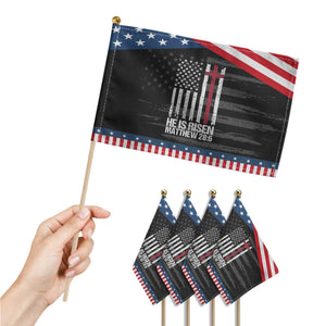 He Is Rise Patriotic Handheld Flag Christian American Flag Easter Bible Verse TS14 Print Your Wear