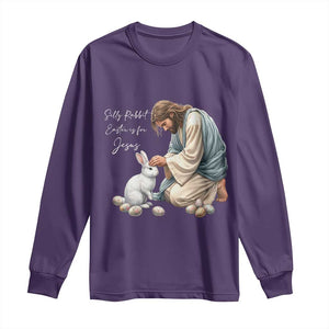Silly Rabbit Easter Is For Jesus Long Sleeve Shirt Christian Easter Religious TS14 Purple Print Your Wear