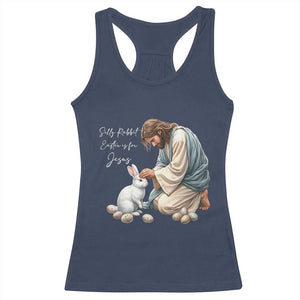 Silly Rabbit Easter Is For Jesus Racerback Tank Top Christian Easter Religious TS14 Navy Print Your Wear