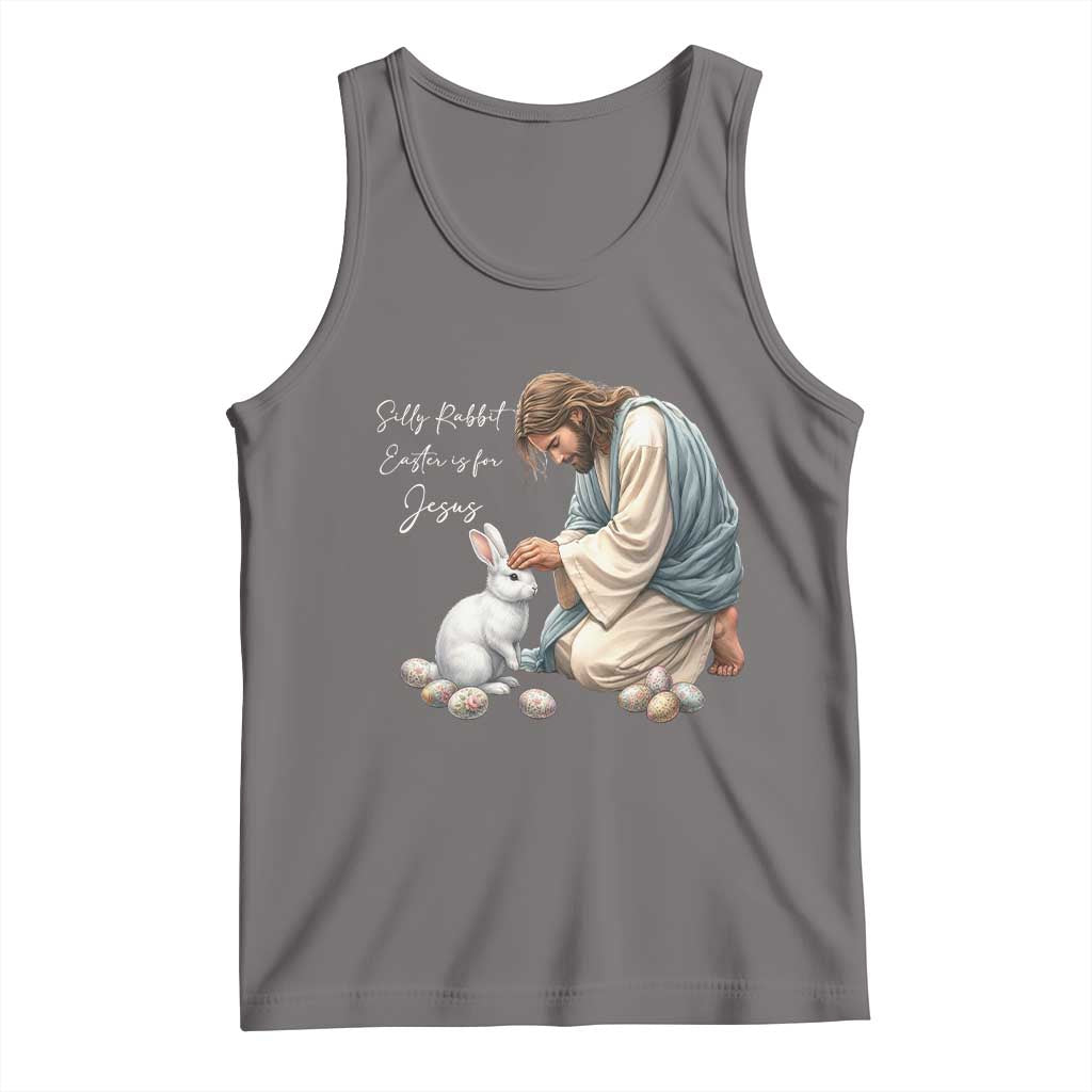 Silly Rabbit Easter Is For Jesus Tank Top Christian Easter Religious TS14 Deep Heather Print Your Wear