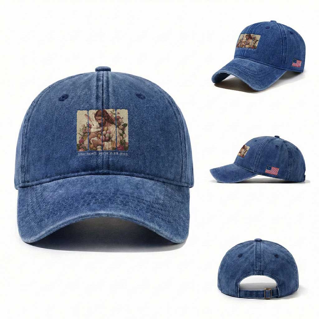 Silly Rabbit Easter Is For Jesus Washed Cotton Baseball Cap Christian Jeusus Floral Easter TS14 Washed Cap Universal Fit Royal Blue Print Your Wear