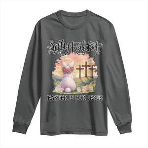 Silly Rabbit Easter Is For Jesus Long Sleeve Shirt Christian Easter TS14 Dark Heather Print Your Wear