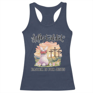 Silly Rabbit Easter Is For Jesus Racerback Tank Top Christian Easter TS14 Navy Print Your Wear