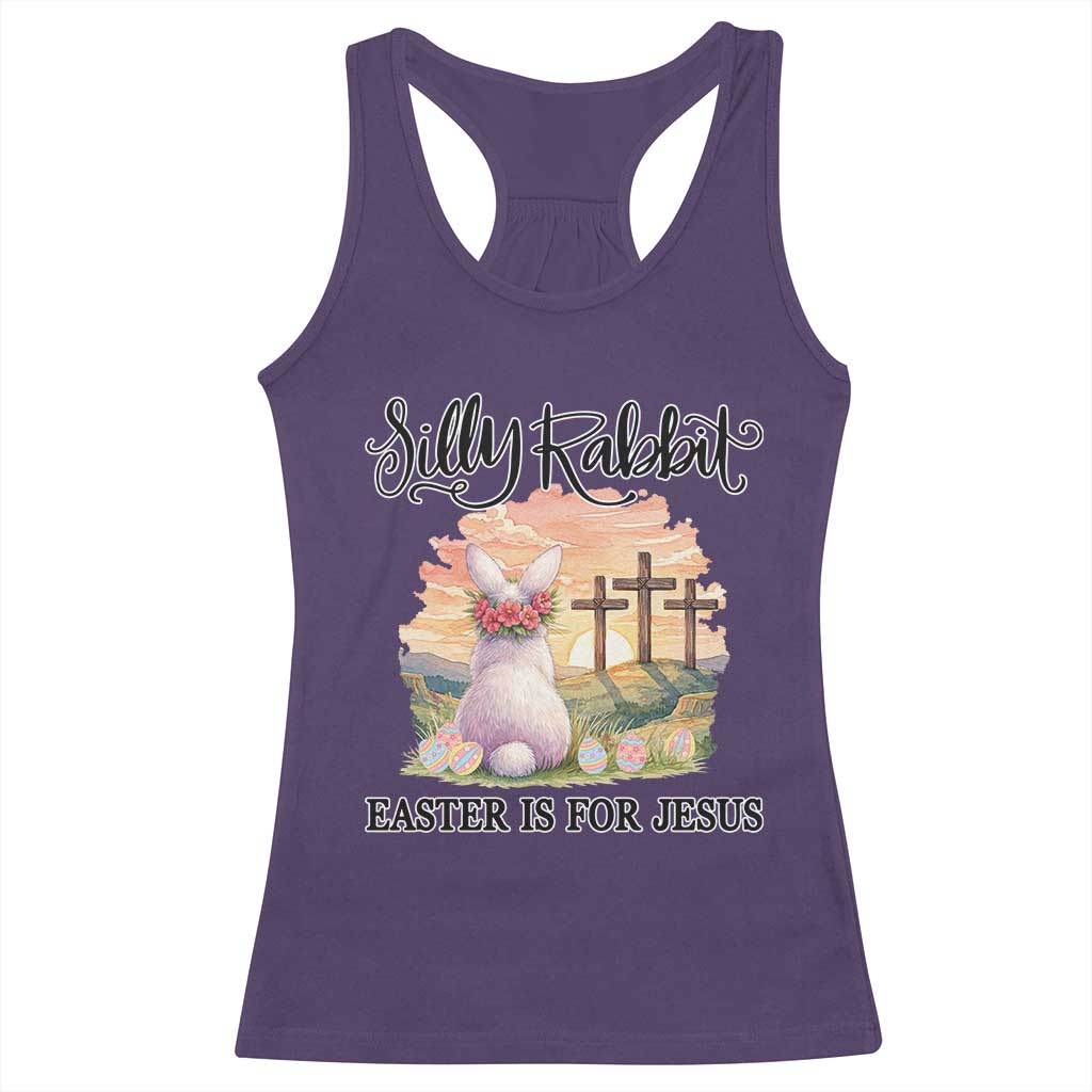 Silly Rabbit Easter Is For Jesus Racerback Tank Top Christian Easter TS14 Purple Print Your Wear