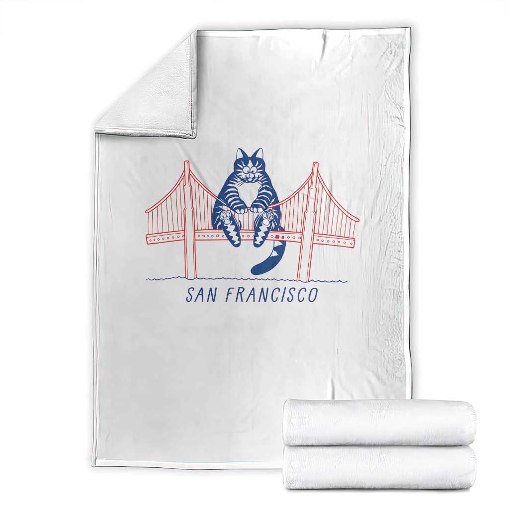 Funny Cat San Francisco Golden Gate Throw Blanket TS14 White Print Your Wear