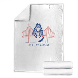 Funny Cat San Francisco Golden Gate Throw Blanket TS14 White Print Your Wear