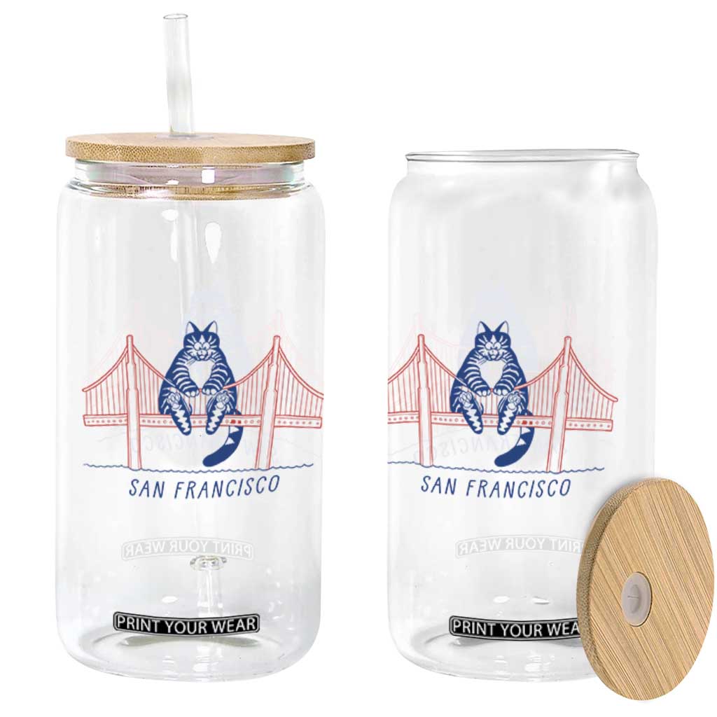 Funny Cat San Francisco Golden Gate Glass Can TS14 Print Your Wear