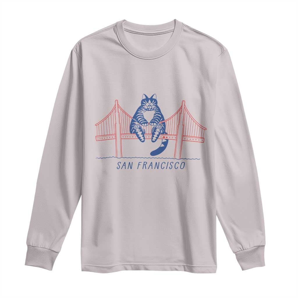 Funny Cat San Francisco Golden Gate Long Sleeve Shirt TS14 Ice Gray Print Your Wear