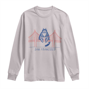 Funny Cat San Francisco Golden Gate Long Sleeve Shirt TS14 Ice Gray Print Your Wear