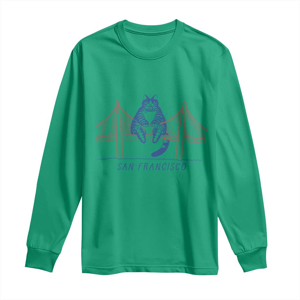 Funny Cat San Francisco Golden Gate Long Sleeve Shirt TS14 Irish Green Print Your Wear