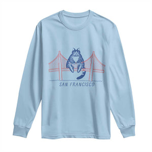 Funny Cat San Francisco Golden Gate Long Sleeve Shirt TS14 Light Blue Print Your Wear