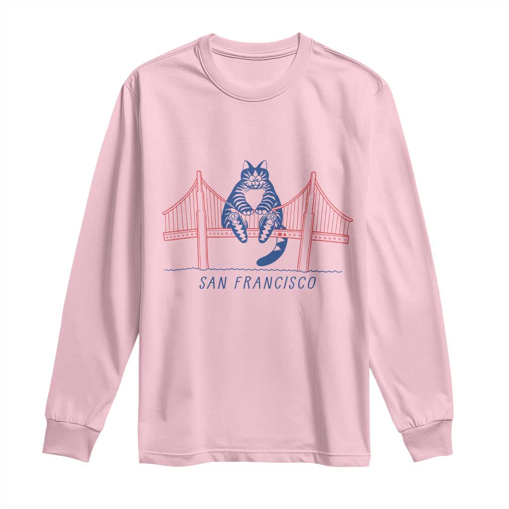 Funny Cat San Francisco Golden Gate Long Sleeve Shirt TS14 Light Pink Print Your Wear