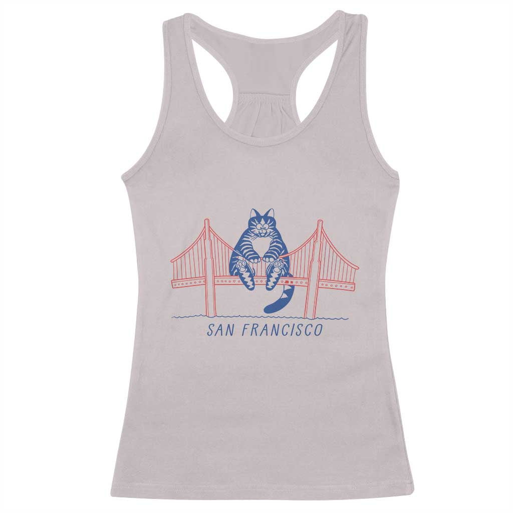 Funny Cat San Francisco Golden Gate Racerback Tank Top TS14 Ice Gray Print Your Wear